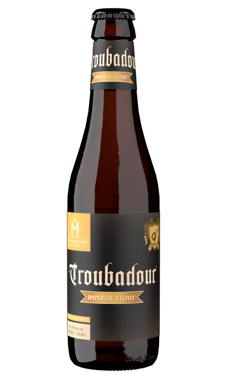 Trobadour Imperial Stout, Cerveza belga, estilo Negra Stout. Brouwerij The Musketeers. 9º y 0,33L - Maitre y Sommelier